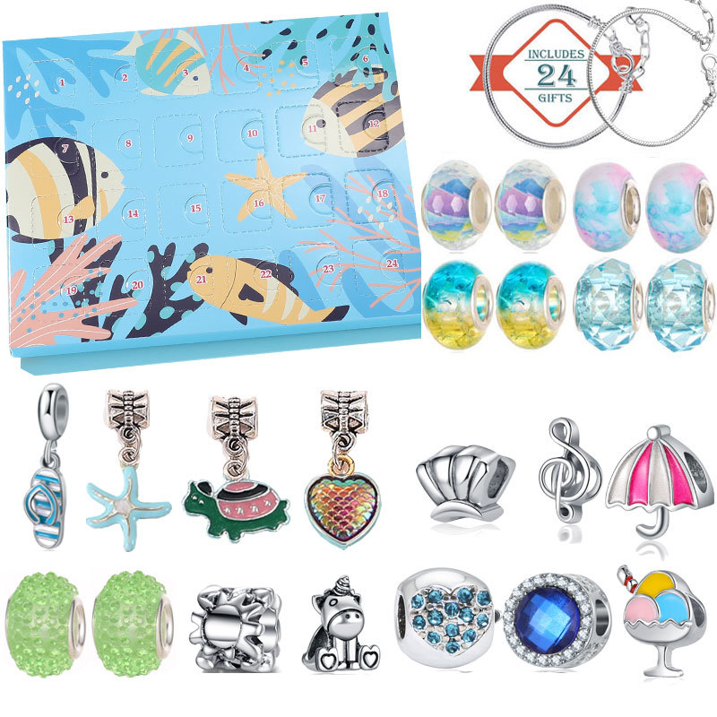 Unisex New Product Christmas Ornaments Countdown Calendar Gift Box Advent Bracelet Set_voghion.com