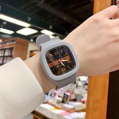 方塊手錶男女ins果凍表兒童初中學生韓版簡約森系時尚學院風腕錶