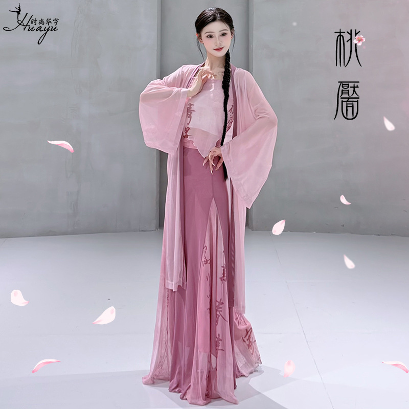 古典的なダンスの服、新しい中国風の妖精のようなエレガントな外側のガーゼの服、中国風のステージ服、女性の練習用パフォーマンス服|undefined