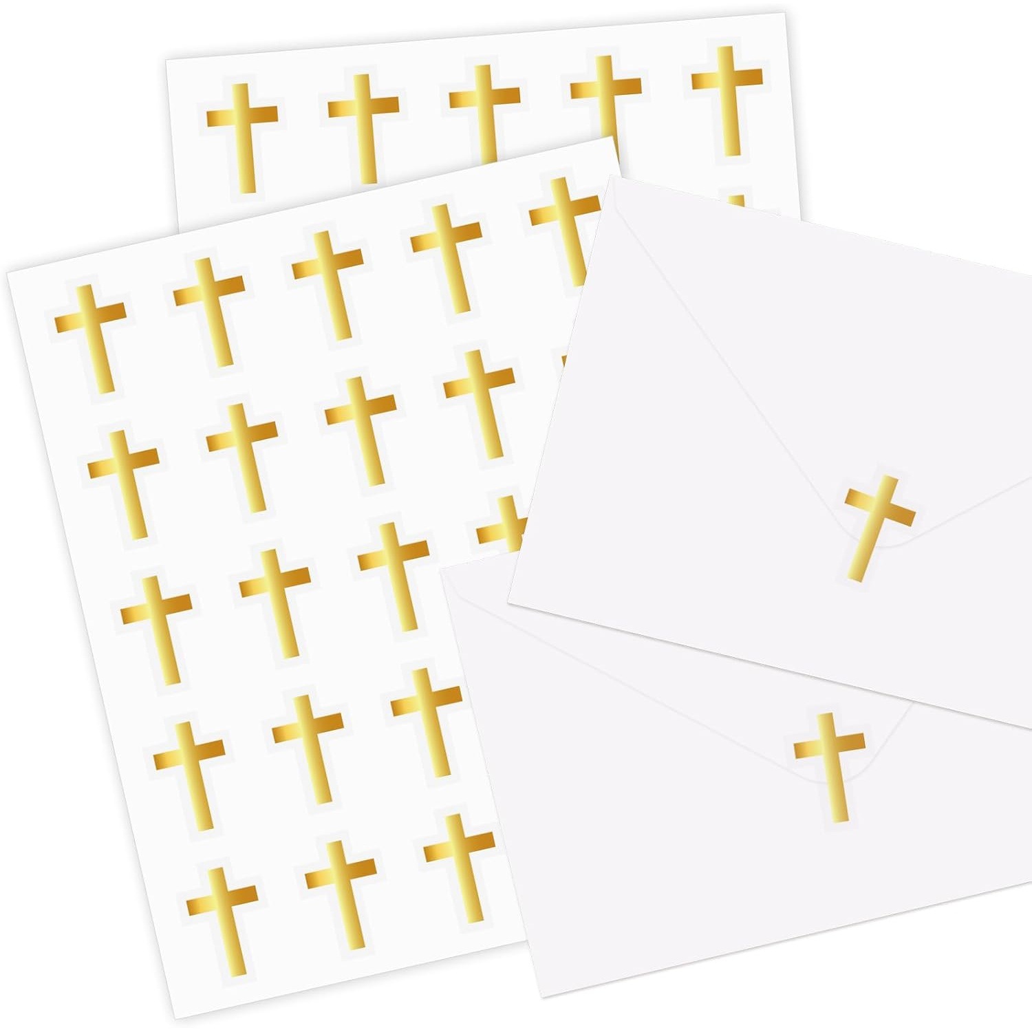 金色十字箔贴纸复活节洗礼封信封用