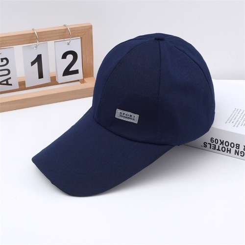 New Korean style men's extended brim canvas baseball cap spring and summer peaked cap versatile casual sun protection fishing hat sunshade