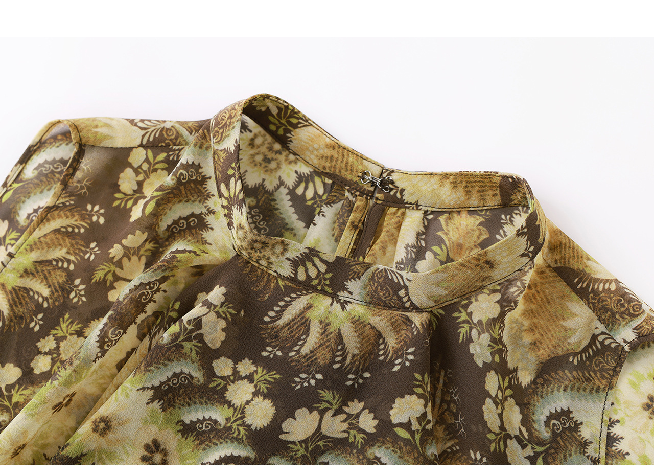 Áo hai dây nữ chất liệu chiffon in hoa, phối dây lụa, phong cách thanh lịch mùa hè — màu xám chi tiết 27