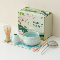 NEW Macha whisk set陶瓷浮雕山抹茶碗抹茶套装抹茶碗饮品带嘴