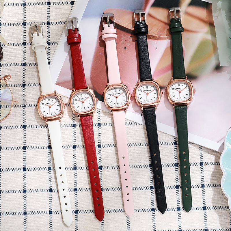 2023 Xinsen reloj pequeño fresco artístico femenino estudiante cuadrado simple reloj de mujer retro cinturón pequeño reloj cuadrado image 5