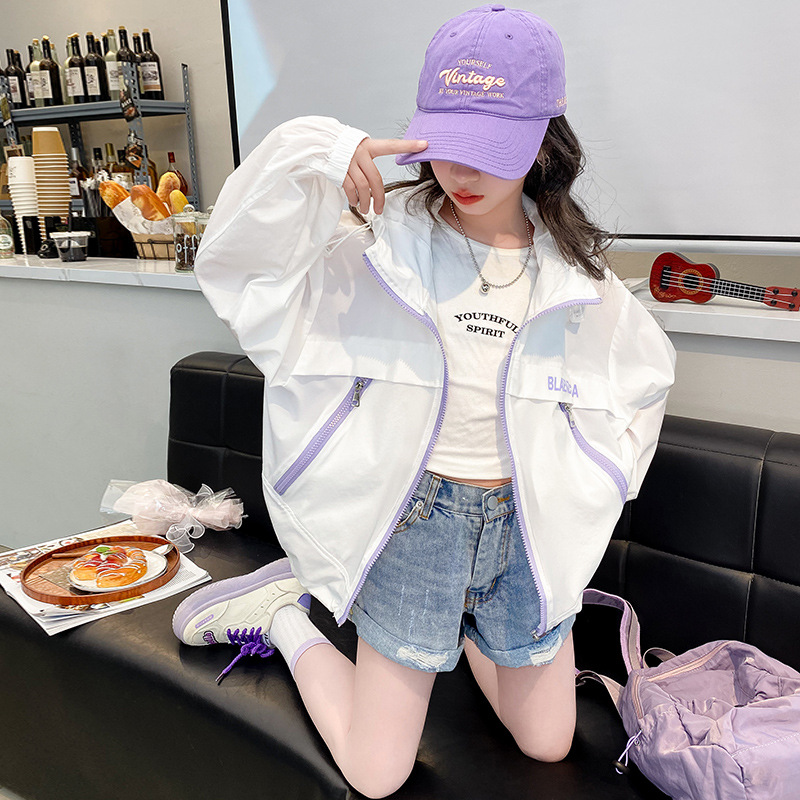 소녀 선 스크린 의류 여름 어린이 코트 얇은 통기성 2024 새로운 스타일 소녀 선 스크린 의류 큰 어린이 여름 패션
