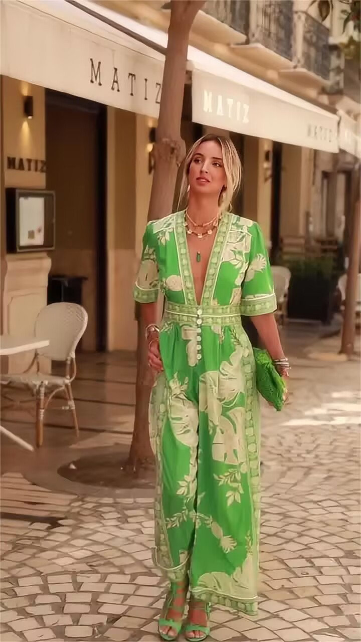 Bodysuits Tops Type Women's Casual Beach Bodysuits Vacation Printing Full Length Jumpsuits