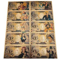 經典日漫 海賊王新十款紀念鈔 路飛 紅髮 金鈔 錢幣 塑料幣金箔鈔