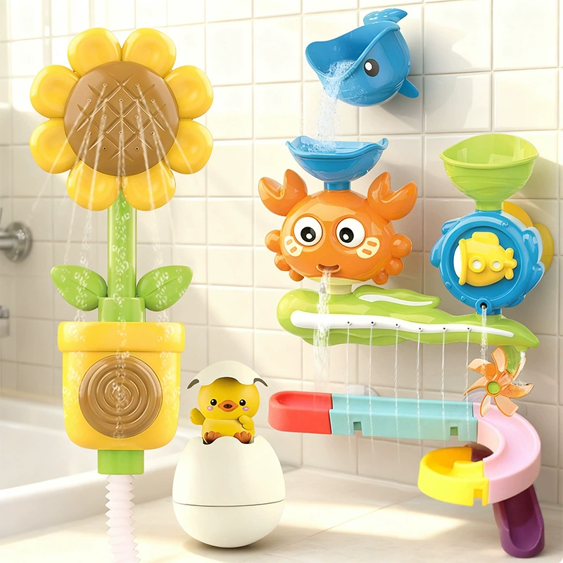 Игрушка для ванной для детей: краб-спиннер с водными струями, сборная дорожка, для купания малышей