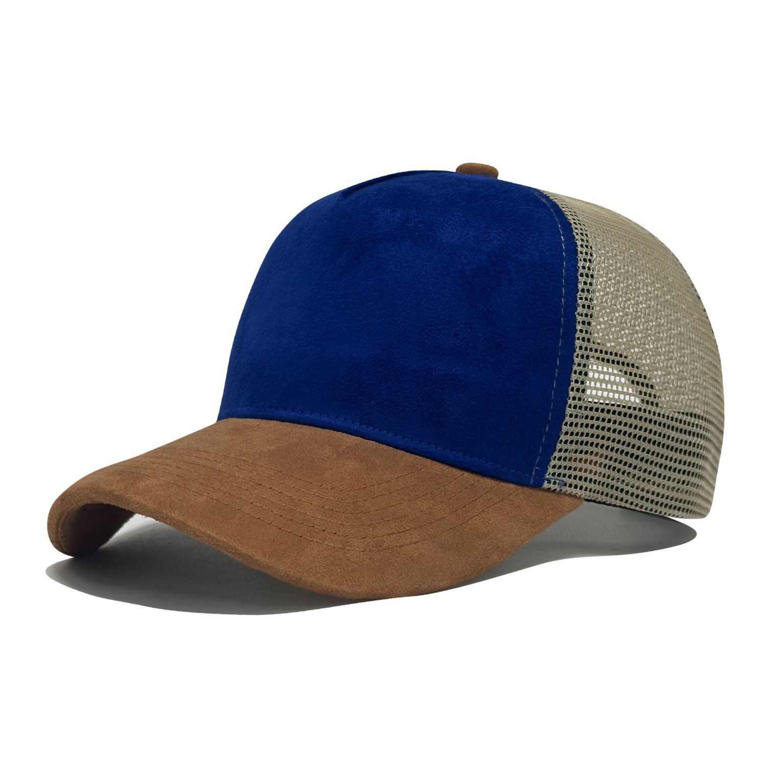 Cinco piezas de gorra de red de gamuza para hombres de verano al aire libre sombrero de protección solar sombrero de red transpirable sombrero de béisbol personalizado