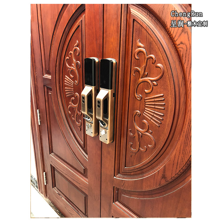 Customized Solid Wood Entrance Doors, Natural Wood Villa Doors, Wooden Doors, Manufacturer of Double Doors, Double-Leaf Doors, Entry Doors, Main Doors