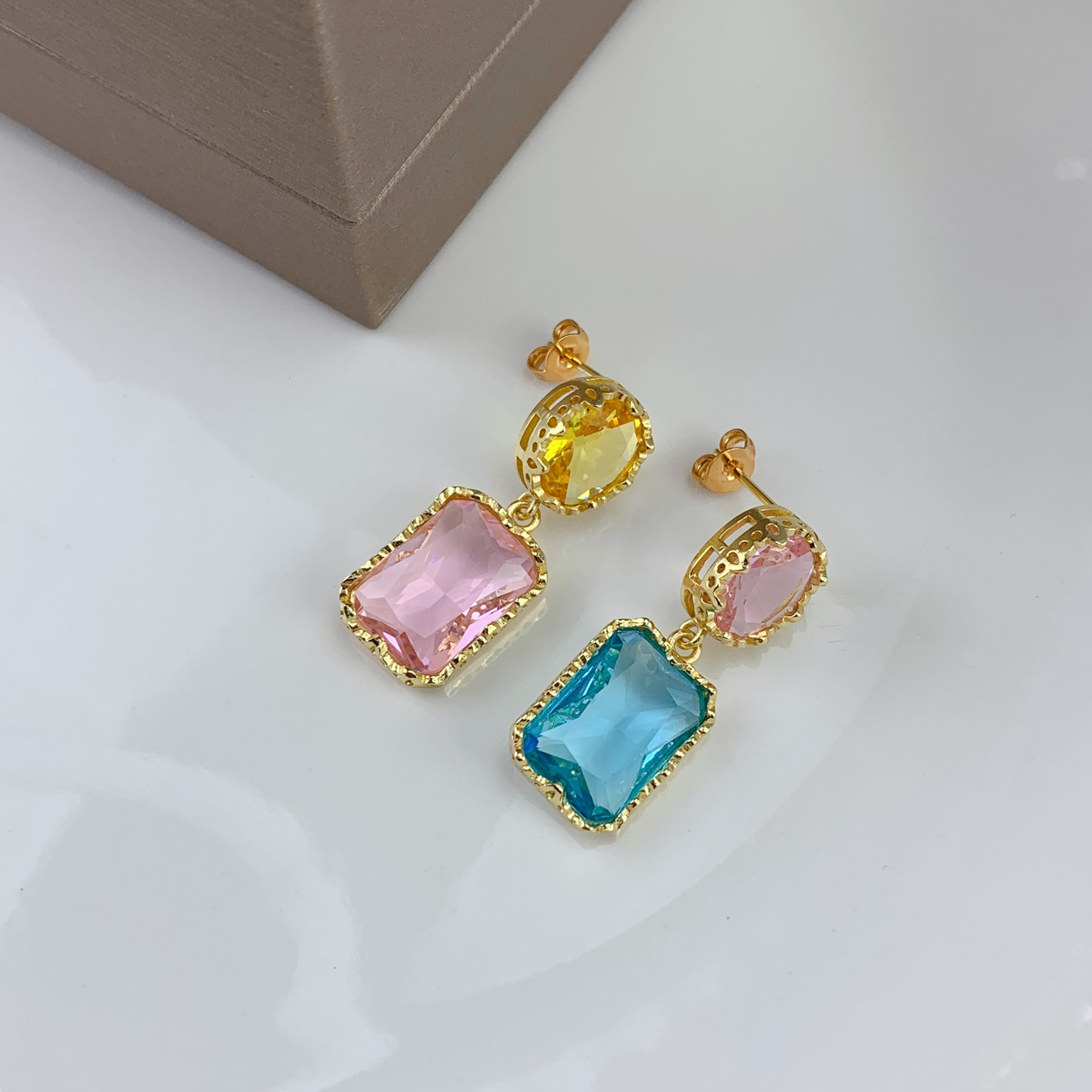 Women'S Gender Streetwear Colorful Copper Plating Inlay Artificial Gemstones Women's Drop Earrings