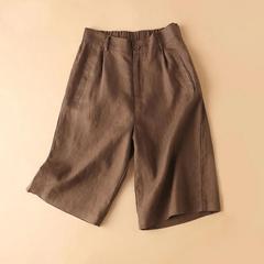 綿麻文芸広脚半ズボンの女性夏服の新商品は薄いです。