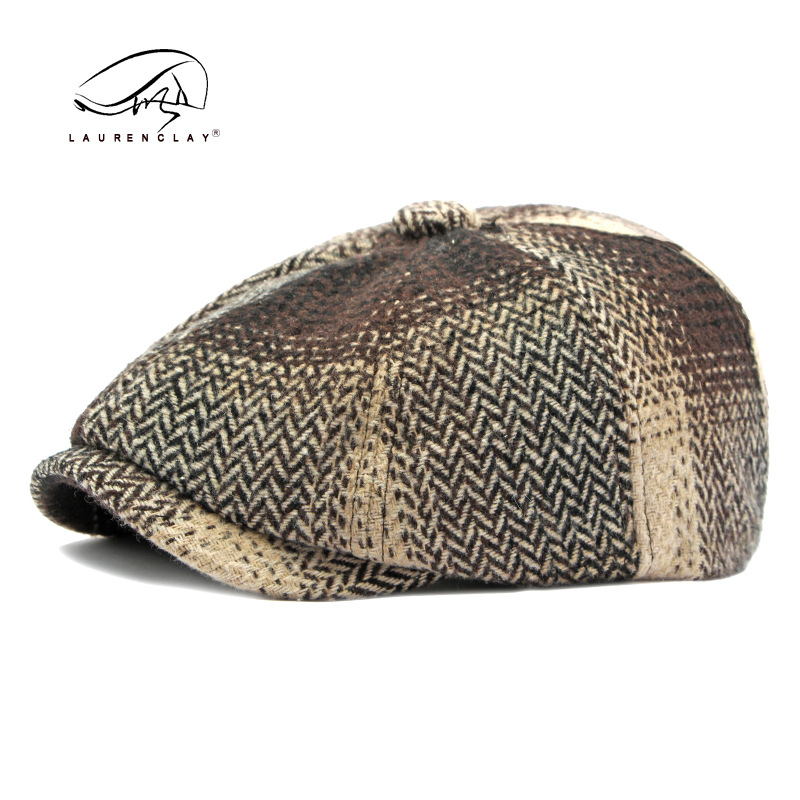 Unisex Primavera e Inverno Donna ottagono vintage lingua d'anatra Cappello da pittore basco scozzese Cappello da giornalaio Tendenza maschile_voghion.com