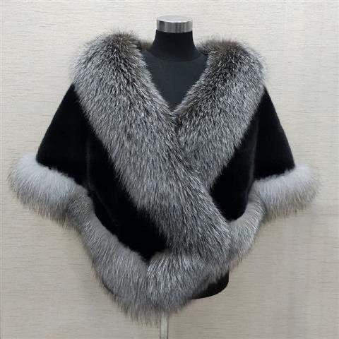Other Brand Cloak: Demi-season Trench Coat Dress, Warm Fur Jacket; White/Black/Burgundy/Gray-Black