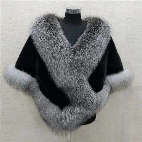 Other Brand Cloak: Demi-season Trench Coat Dress, Warm Fur Jacket; White/Black/Burgundy/Gray-Black