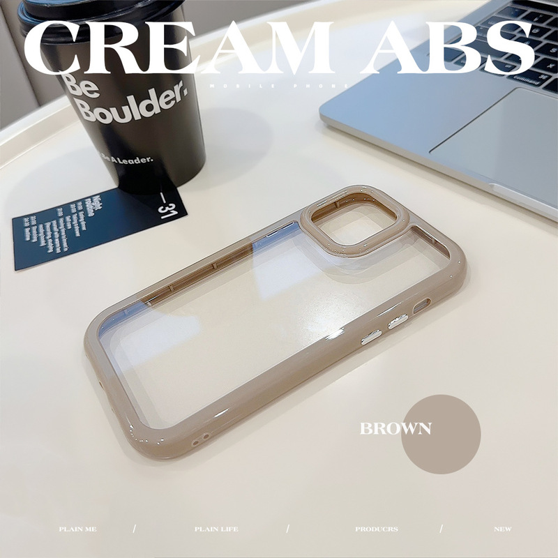 クリーム色のiPhone16ProMax、iPhone15、iPhone13、iPhone14、iPhone17対応のアクリル製スマホケース。シンプルで高級感があります。|undefined