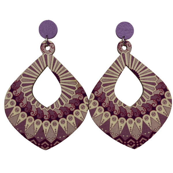 retro wooden long beach large earrings