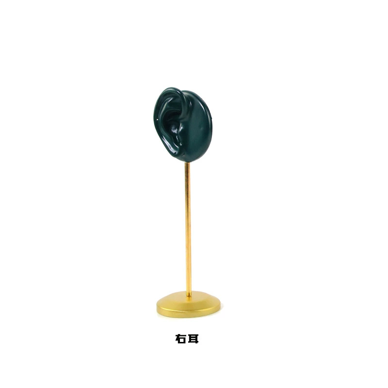 Metal green earrings, stand, accessory