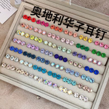 6mm彩色华子耳钉女施华洛世奇元素水晶耳饰轻奢气质耳环2025华子