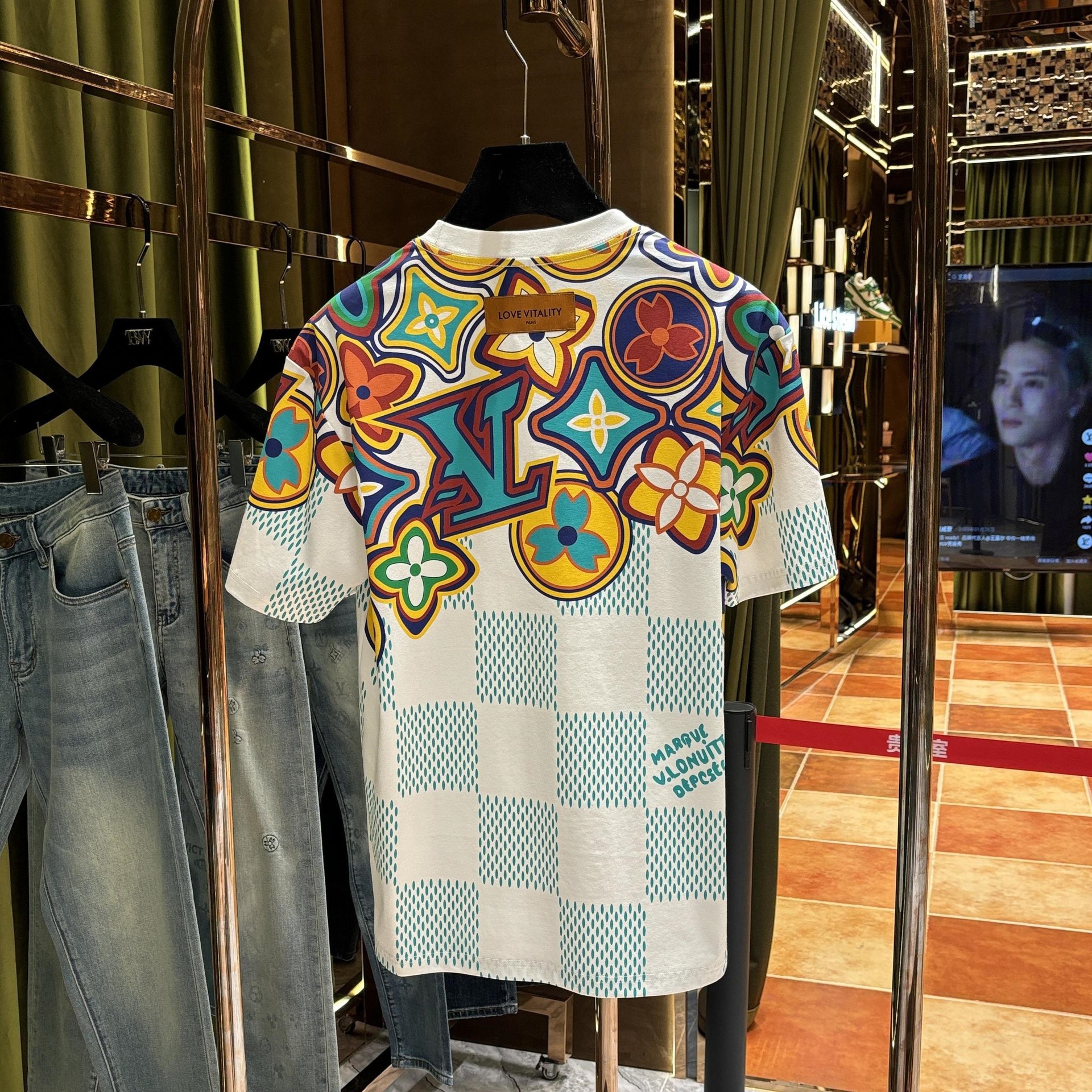 Macau W Trendy Men's 025 Summer New Joker Men's and Women's Color Printing Short Sleeve 25046