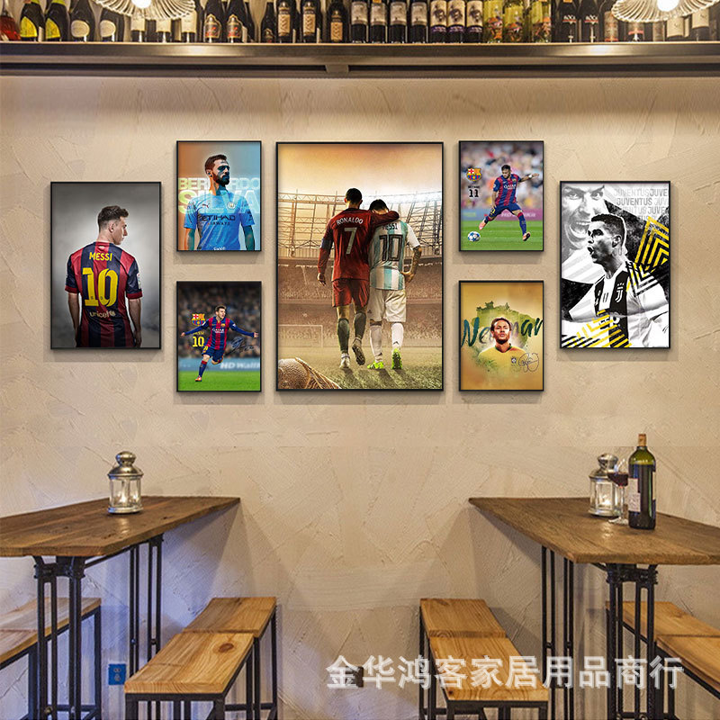 Deportes de fútbol estrella pintura decorativa Copa del Mundo bar pared de fondo mural C romesimemar dormitorio pintura colgante