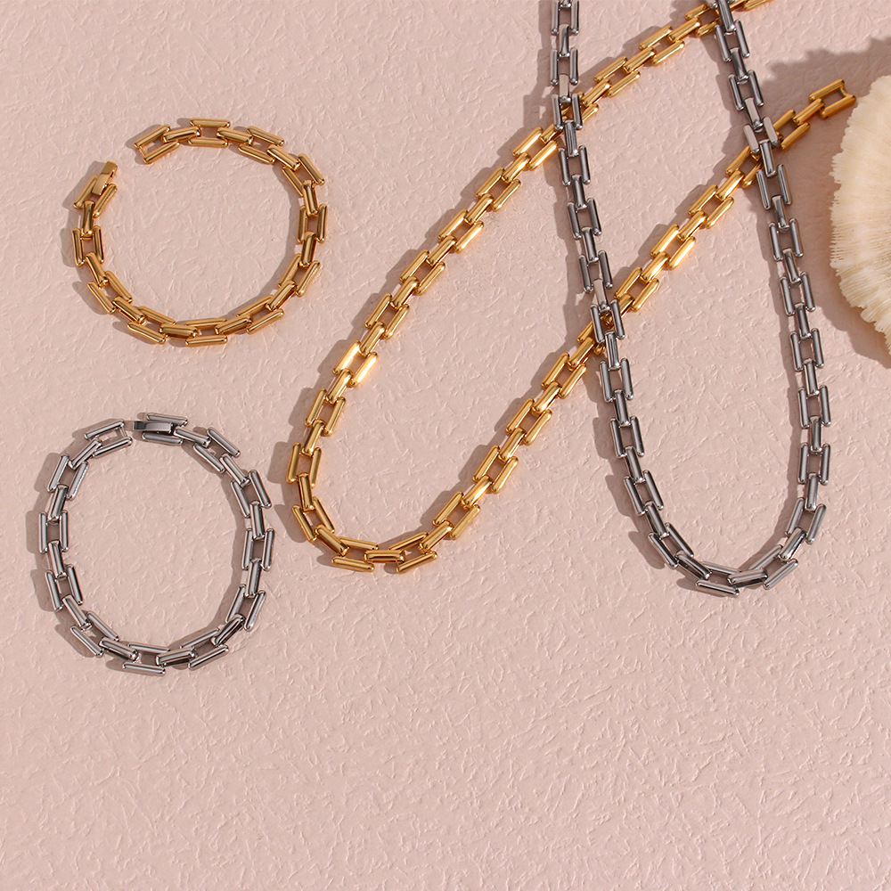 Fashion Geometric Stainless Steel Plating Bracelets Necklace