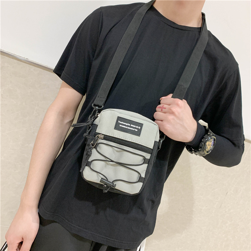 67g Weight Zipper Closure Type Single Shoulder Strap Strap Type Crossbody Bag Bags Type Nylon Material Letter Pattern Streetwear Style Square Shape Khaki, Light Grey, White, Black Color Small Size Small Nylon Letter Streetwear Square Zipper Crossbody Bag 58