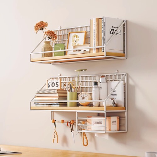 Wall shelving free perforation student dormitory bedside bedding dormitory artifact wall hanging basket bedroom storage shelf