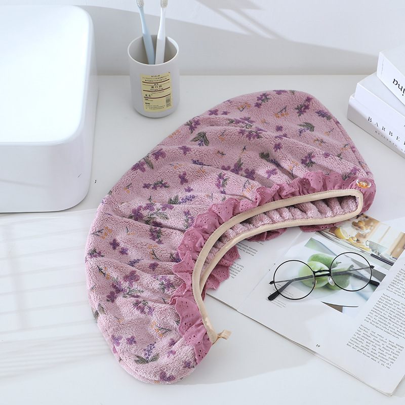 Bonnet de douche en polaire corail, absorbant, à séchage rapide, tendance et mignon, style influenceuse._voghion.com