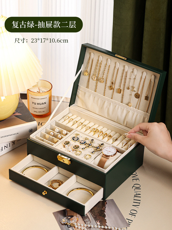 卸売ジュエリーボックス、イヤリング、イヤリング、ネックレス、リング、高級で絶妙な大容量のゴールドジュエリー、ハンドジュエリー収集|undefined