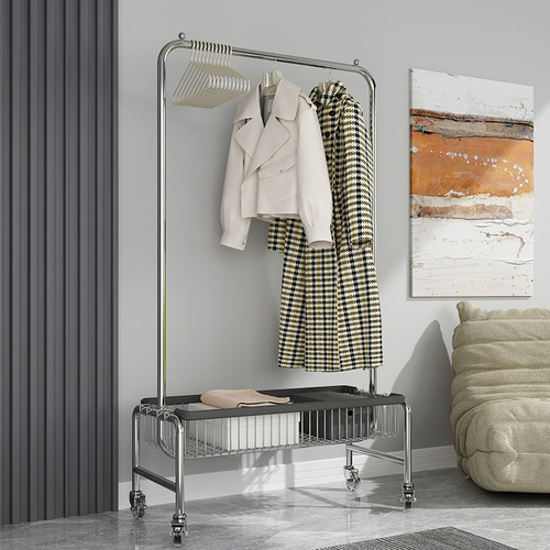 Clothes rack, overnight household clothes drying rack, floor-standing bedroom storage rack, removable clothes hanger trolley clothes basket
