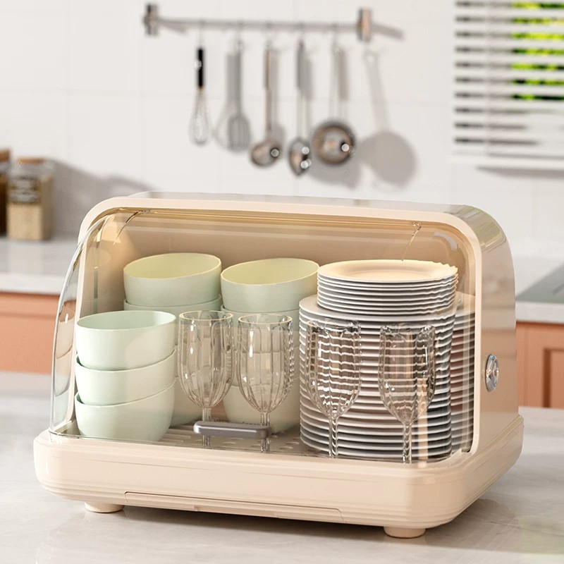 Caja de almacenamiento de botellas de leche con estante de drenaje a prueba de polvo con cubierta de taza de agua estante de drenaje estante de almacenamiento de platos