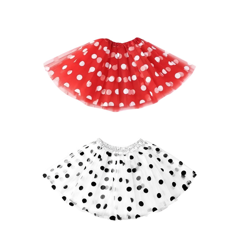 Amazon Adult Polka Dot Tutu Skirt Skirt Red and White Dot 3-Layer Mesh Tutu Performance Skirt