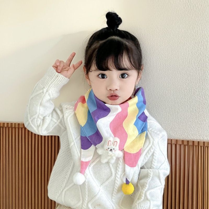 Baby Scarf Autumn and Winter Warm Kidsren's Scarf Boys and Girls Cute Versatile Spring & Fall Thin Triangle Scarf Neck Cover Trendy