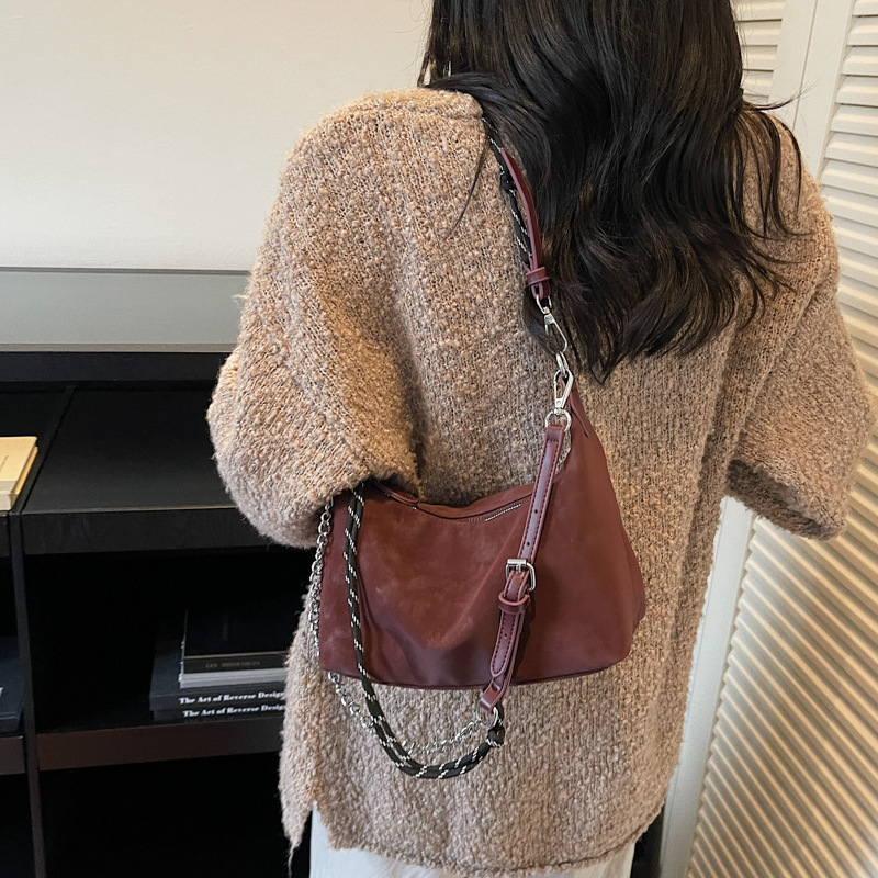 小众设计手拎饺子包女2025新款高级感休闲磨砂斜挎包复古通勤小包|undefined
