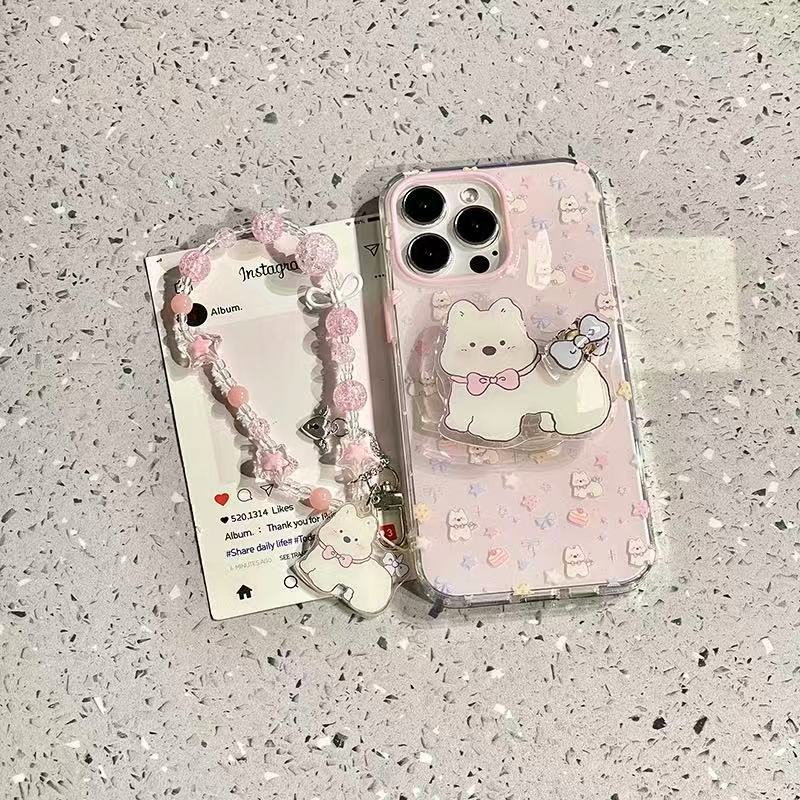 Girls ins Pink Star West Highland Funda para iPhone 16ProMax 14 Soporte Apple 15/13