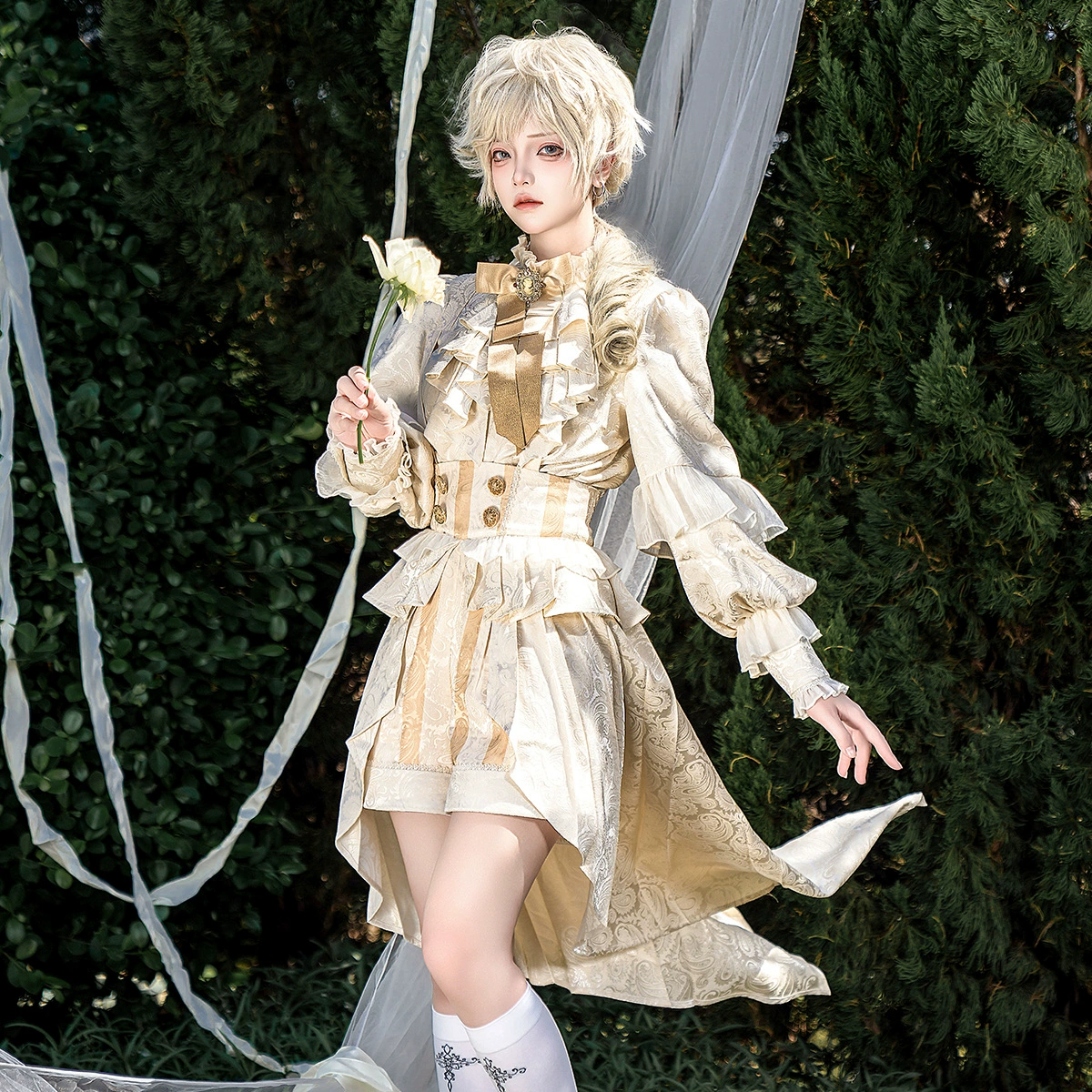 Медвежий соус Оригинальный маленький принц Лолита женский блузка Lolita брюки наручные повседневный милый ветровой набор 7166