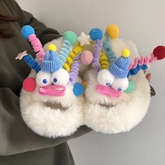 毛のスリッパの女性のタイプは秋の冬のかわいい道化師の超火を着て保温します。