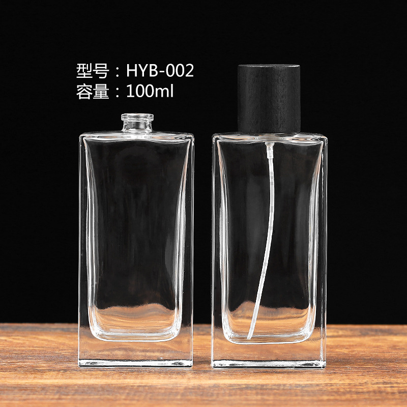 厂家直销100ml卡口扁方香水喷雾玻璃瓶化妆品分装玻璃空瓶加厚