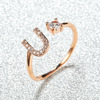 Golden one size ring with letters, jewelry suitable for men and women, suitable for import, Amazon, pink gold, wholesale