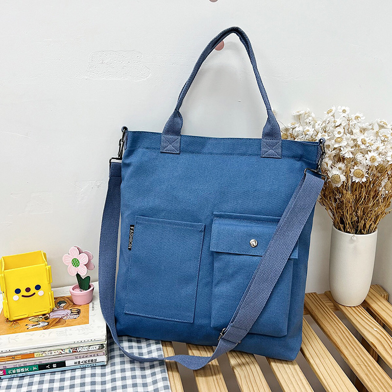 Estilo coreano estudiante bolsa de lona Portátil Bolsa de hombro de gran capacidad correa de hombro de las mujeres bolsa de mensajero desmontable bolsa de compras simple