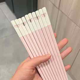 马卡龙爱心筷套装可洗碗机清洗家用防滑筷子餐厅塑料筷子一人一筷