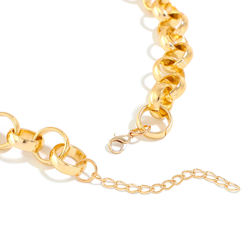 nouveau collier hiphop chane de perles rondes boucles d39oreilles en forme de C personnalit simplepicture6