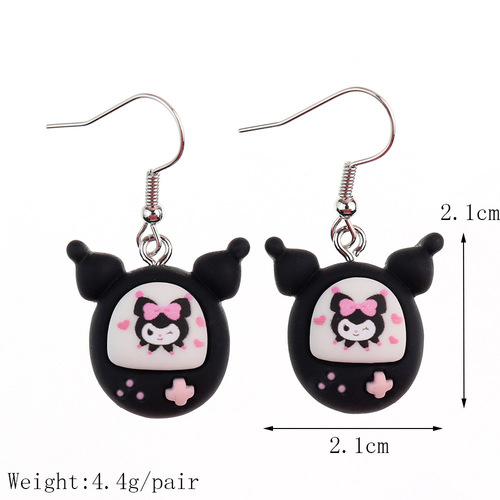 Japanese and Korean fun cute cartoon animal food toy earrings creative childlike girl heart ear hook earrings earrings