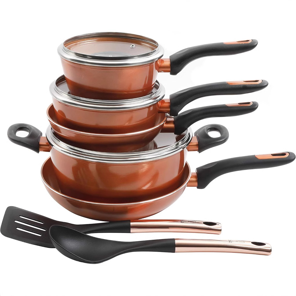 Comercio exterior transfronterizo cerámica antiadherente conjunto de cocina doméstica cocina electromagnética cocina de gas general mayorista