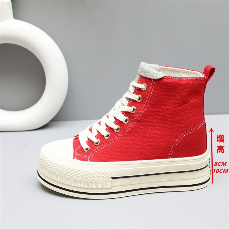 Invisible Height-Increasing 8cm Canvas Shoes for Women, 2026 New Model, Breathable Thin Style, for Petite Individuals, 10cm Thick Sole, Wedding Dress Red Invisible Height-Increasing 8cm Canvas Shoes for Women, 2026 New Model, Breathable Thin Style, for Petite Individuals, 10cm Thick Sole, Wedding Dress Red