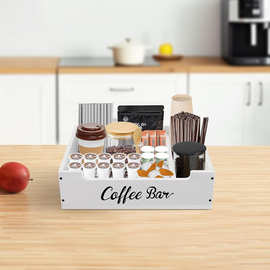 跨境木质咖啡收纳盒简约多格茶包咖啡包整理盒实木储物盒桌面多用