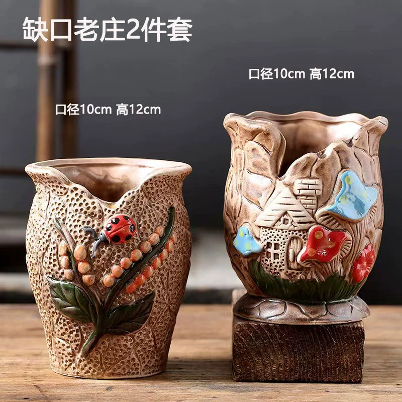 Creative Ceramic Flower Pot, Handmade Factory Direct, Assorted Decorative Designs, Small 7–10 cm