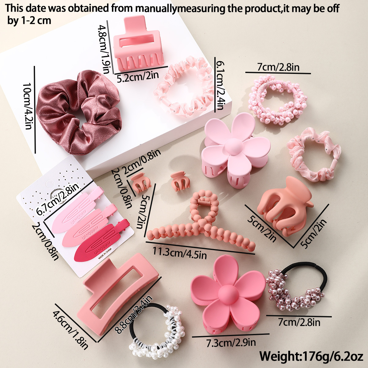 TikTok Xi Yin Amazon agarre tiburón clip perla anillo de pelo Fengpin DIY horquilla anillo de pelo 17 piezas