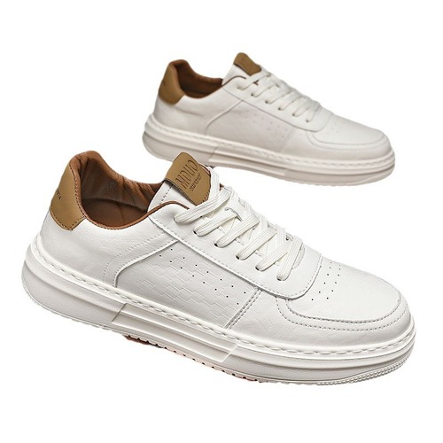 White Men's Shoes 2025 New Summer Breathable Trendy Versatile Men's Casual Leather Shoes Men's White Shoes Sports Sneakers